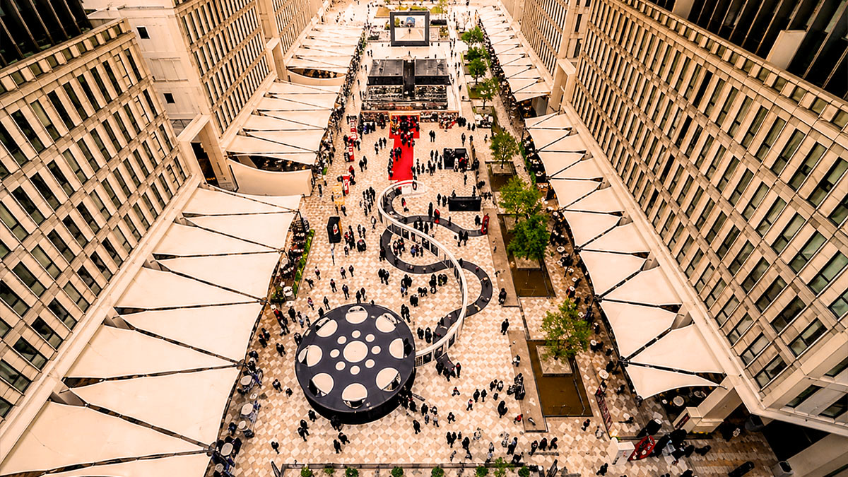 Msheireb Downtown reflection pool and mixed-use buildings